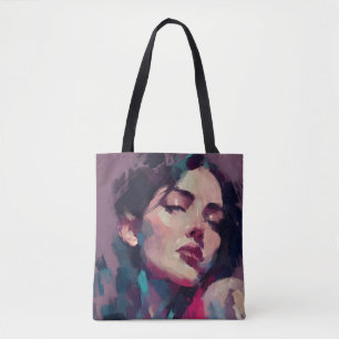 Bolsa Tote Retrato Abstrato de Luz Neon