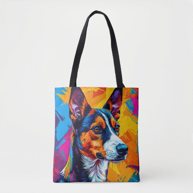 Bolsa Tote Retrato Abstrato do Cão Basenji (Frente)