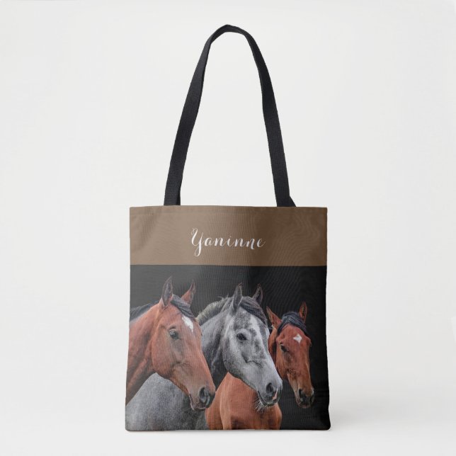 BOLSA TOTE RETRATO BONITO DOS CAVALOS PARA AMANTES DO CAVALO (Frente)