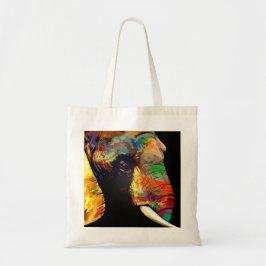 Bolsa Tote Retrato Colorido de Cabeça de Elefante Negrito