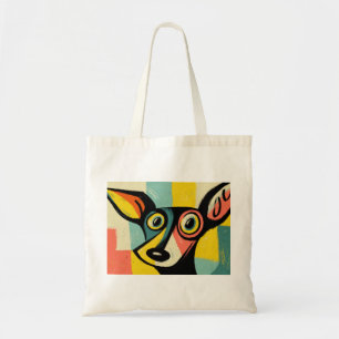 Bolsa Tote Retrato Colorido de Cachorro em Pop Art