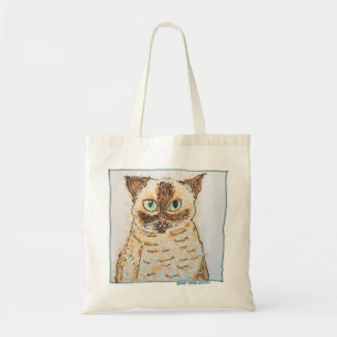 Bolsa Tote Retrato Colorido e Excêntrico de Gato