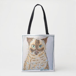 Bolsa Tote Retrato Colorido e Excêntrico de Gato