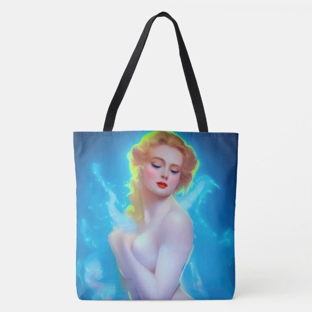 Bolsa Tote Retrato da Deusa Eetérea - Fantasia Surreal (Frente)