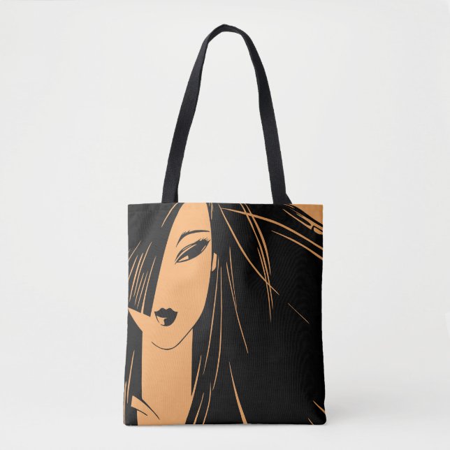 Bolsa Tote Retrato da garota com cabelo despedido (Frente)