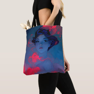 Bolsa Tote Retrato da Garota Neon Pink Esyle