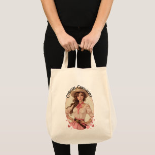 Bolsa Tote Retrato da Moda Ocidental da Coquette Cowgirl