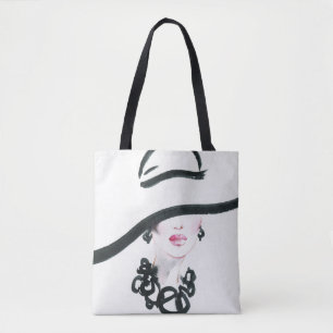 Bolsa Tote Retrato da mulher aquática, mal-humorado abstrato