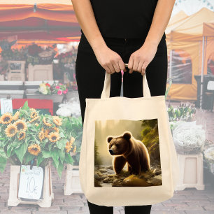 Bolsa Tote Retrato da Vida Selvagem do Urso Castanho