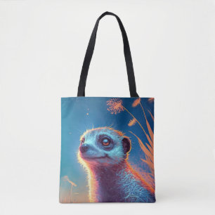 Bolsa Tote Retrato de Animais Meerkat Pintura de Vida Selvage
