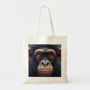 Bolsa Tote Retrato de anime chimpanzé doido e engraçado