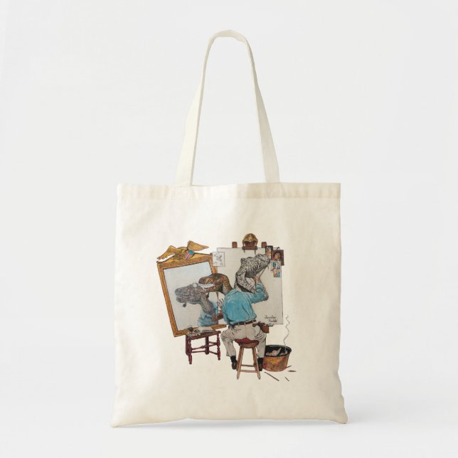 Bolsa Tote Retrato de auto triplo do Velociraptor (Frente)