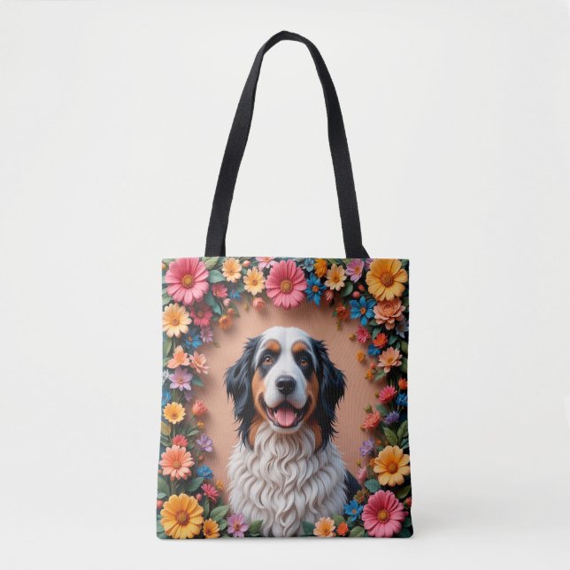 Bolsa Tote Retrato de Cachorro Bonito (Frente)