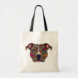 Bolsa Tote Retrato de Cachorro Borboleta Terapia de Cores Pit