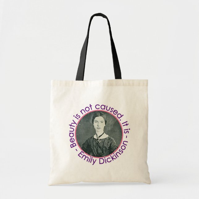 Bolsa Tote Retrato de Emily Dickinson com citações (Frente)