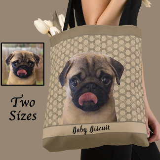 Bolsa Tote Retrato de estimação personalizado com foto e nome