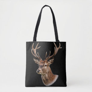 Bolsa Tote Retrato de Majestoso Veado com Grandes Chifres