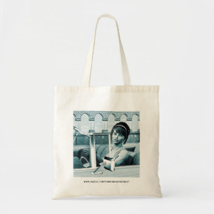 Bolsa Tote Retrato de Mulher Glamour Azul Vintage