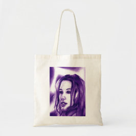 Bolsa Tote Retrato de Mulher Pessoas Roxas Arte Original