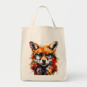 Bolsa Tote Retrato de óculos de sol de raposa animal abstrato