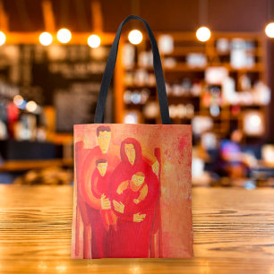 Bolsa Tote Retrato de pintura de arte contemporânea da famíli