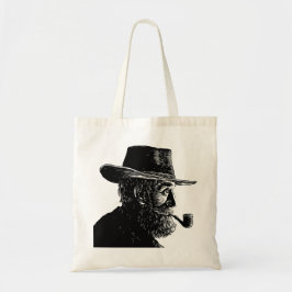 Bolsa Tote Retrato de Ponto e Linha: Velho Sábio Fumando um P