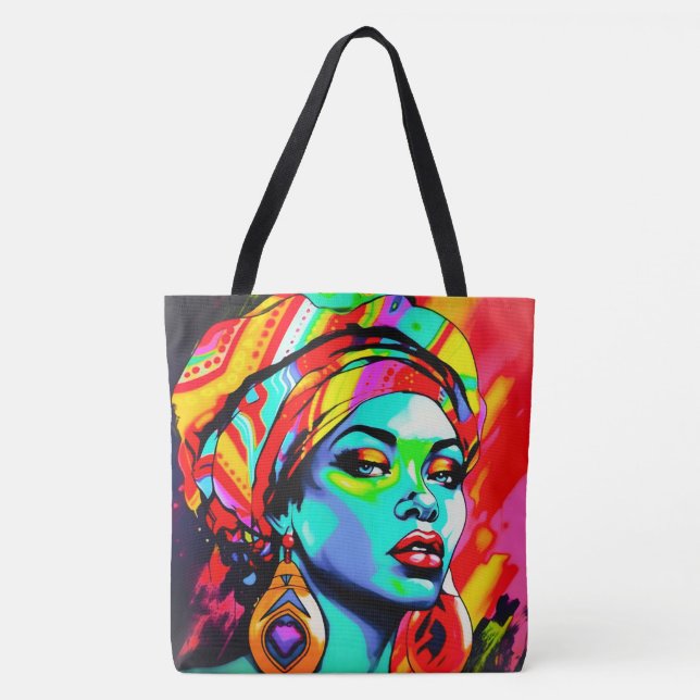 Bolsa Tote Retrato de pop Art (Frente)