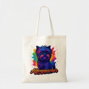 Bolsa Tote Retrato de Pop de Arte de Affenpinscher Vibrante -