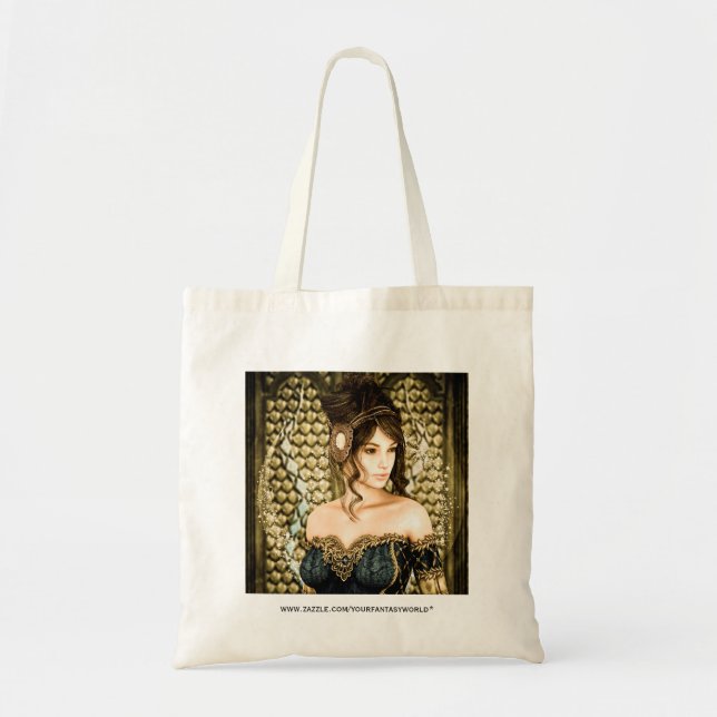 Bolsa Tote Retrato de Princesa de Conto de Fadas Encantado (Frente)
