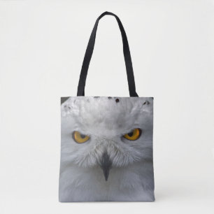 Bolsa Tote Retrato De Snowy Owl Por Toda A Impressão