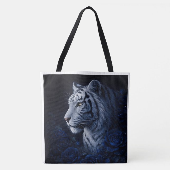 Bolsa Tote Retrato de Tigre Branco – Poder Calmo e Olhar Sile (Frente)