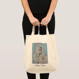 Bolsa Tote retrato de um cachorro-branco-casaco longo