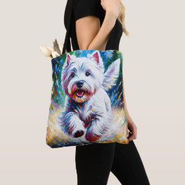Bolsa Tote Retrato de um cão Terrier West Highland White "Wes
