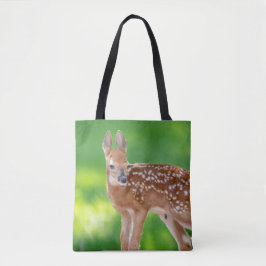 Bolsa Tote Retrato de uma Fawn recém-nascida (veado de cauda