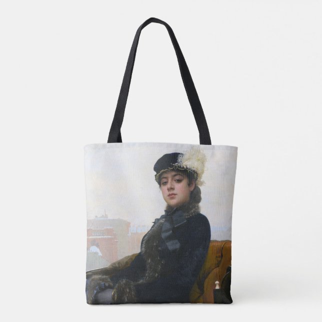 Bolsa Tote Retrato de uma Mulher Desconhecida, Ivan Kramskoi (Verso)