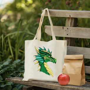 Bolsa Tote Retrato do Dragão Verde