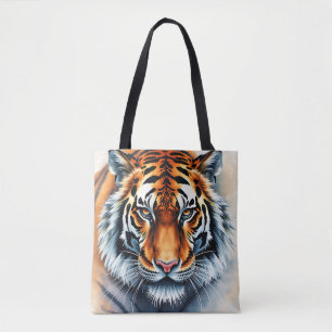 Bolsa Tote Retrato Do Tiigre De Aquarela Com Olhos Fiercos