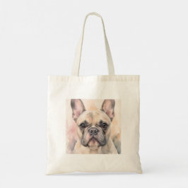 Bolsa Tote Retrato em Aquarela de Bulldog Francês