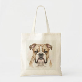 Bolsa Tote Retrato em Aquarela de Bulldog Inglês