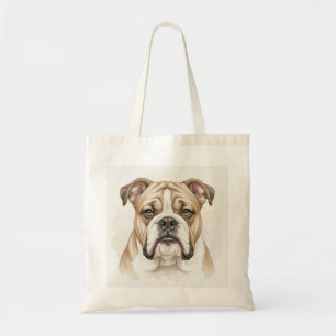 Bolsa Tote Retrato em Aquarela de Bulldog Inglês
