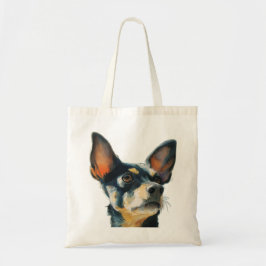 Bolsa Tote Retrato em aquarela de chihuahua preto e marrom