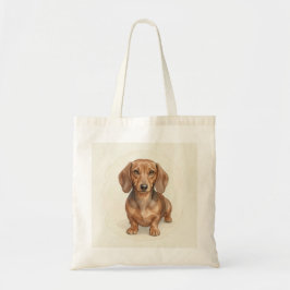 Bolsa Tote Retrato em Aquarela de Dachshund – Personalizado