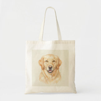 Bolsa Tote Retrato em Aquarela de Golden Retriever