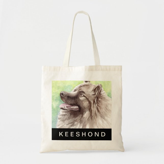 Bolsa Tote Retrato em Aquarela de Keeshond (Frente)