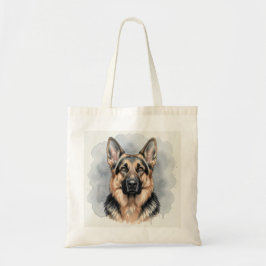 Bolsa Tote Retrato em Aquarela do Pastor Alemão