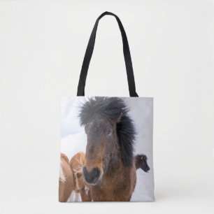 Bolsa Tote Retrato Engraçado de Cavalo Islandês