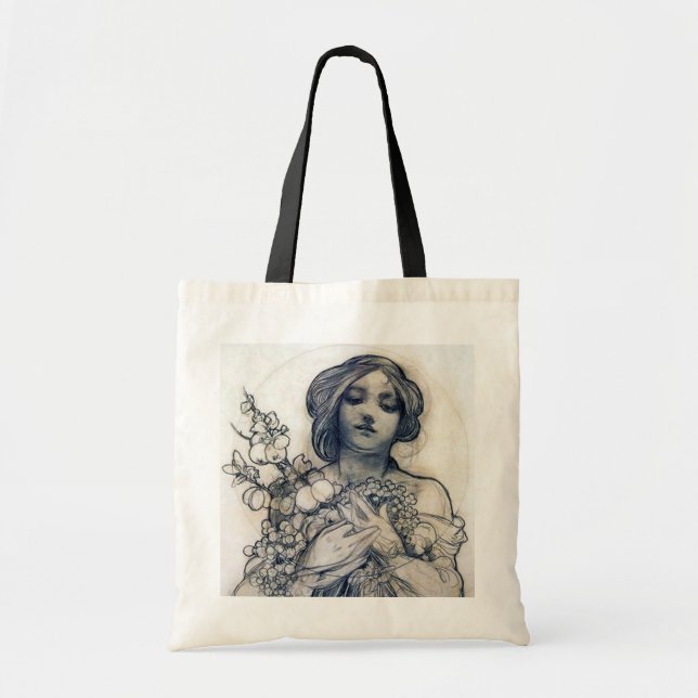 Bolsa Tote Retrato (Estudo), Alphonse Mucha (Frente)