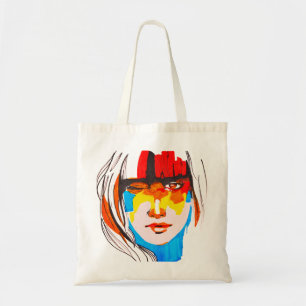 Bolsa Tote Retrato Feminino de Arte Pop Abstrato