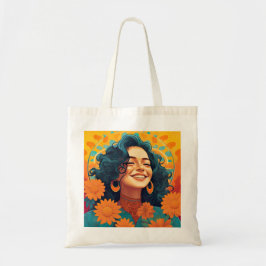 Bolsa Tote Retrato Floral Radiante Mexicano-Americano Mulher