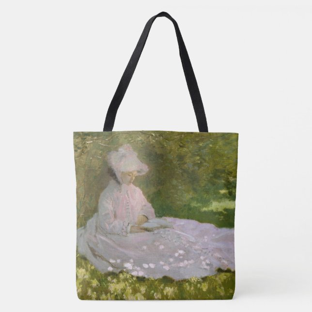 Bolsa Tote Retrato impressionista de primavera, Claude Monet (Frente)